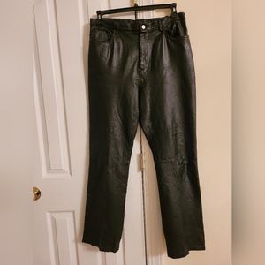 Solutions New York women leather straight leg pants